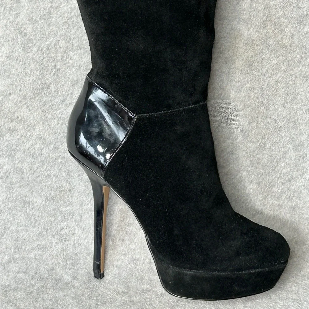 Steve Madden Black Suede Over The Knee Platform Stiletto‎ Boots Sz 8 Whimsigoth